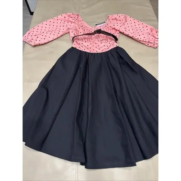 NWT VixenByMichelinePitt Dress,Pink Polka dot Pinup Girl W/belt SzS - Picture 4 of 12